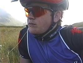 Gavin has a rest at the western end of Loch Cluanie, 48.2 miles from Glen Nevis, with another 14 miles to go